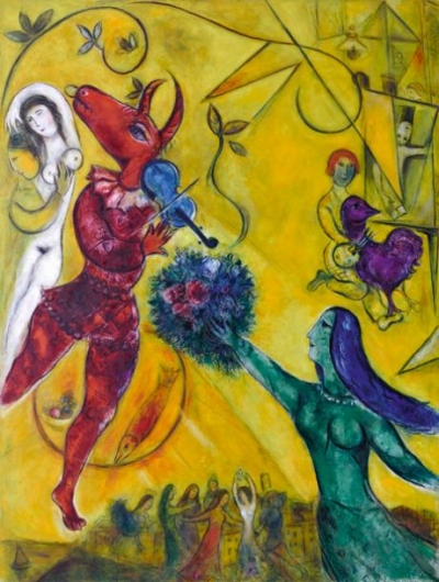 Fhoto: Marc Chagall - (The dance, 1950-52). Equality is a myth, it does not exist. Civilized society does not exist, we are still barbarians, if we don't recognize the uniqueness of each individual (symbolism, the girl holding the flowers as a gift) there will no longer exist a civilized world, human, living in love and joy.